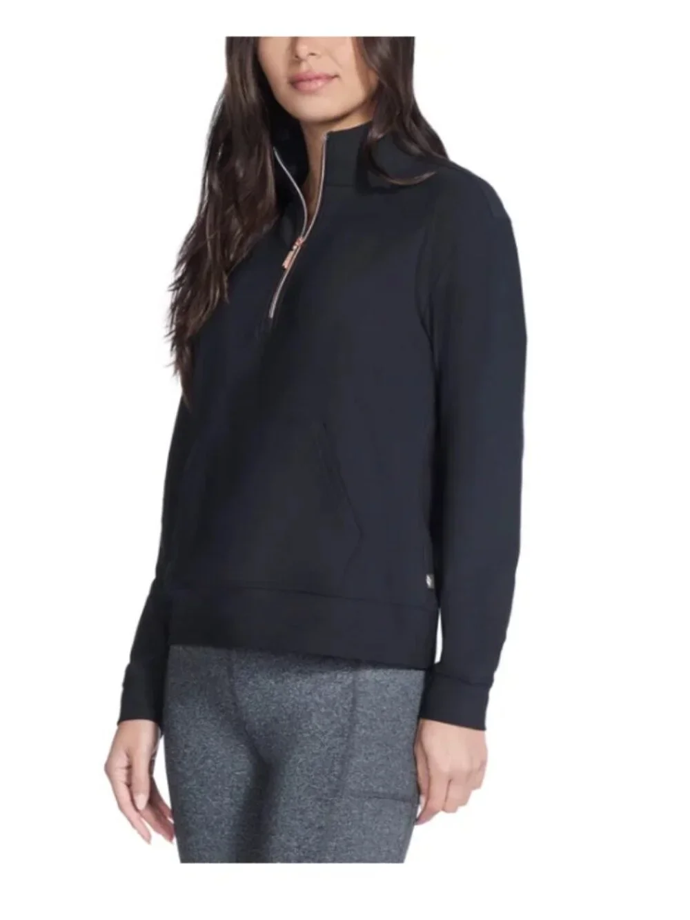 Skechers Go Walk Women's Ribbed Quarter Zip Pullover Black Size XL - Picture 3 of 10